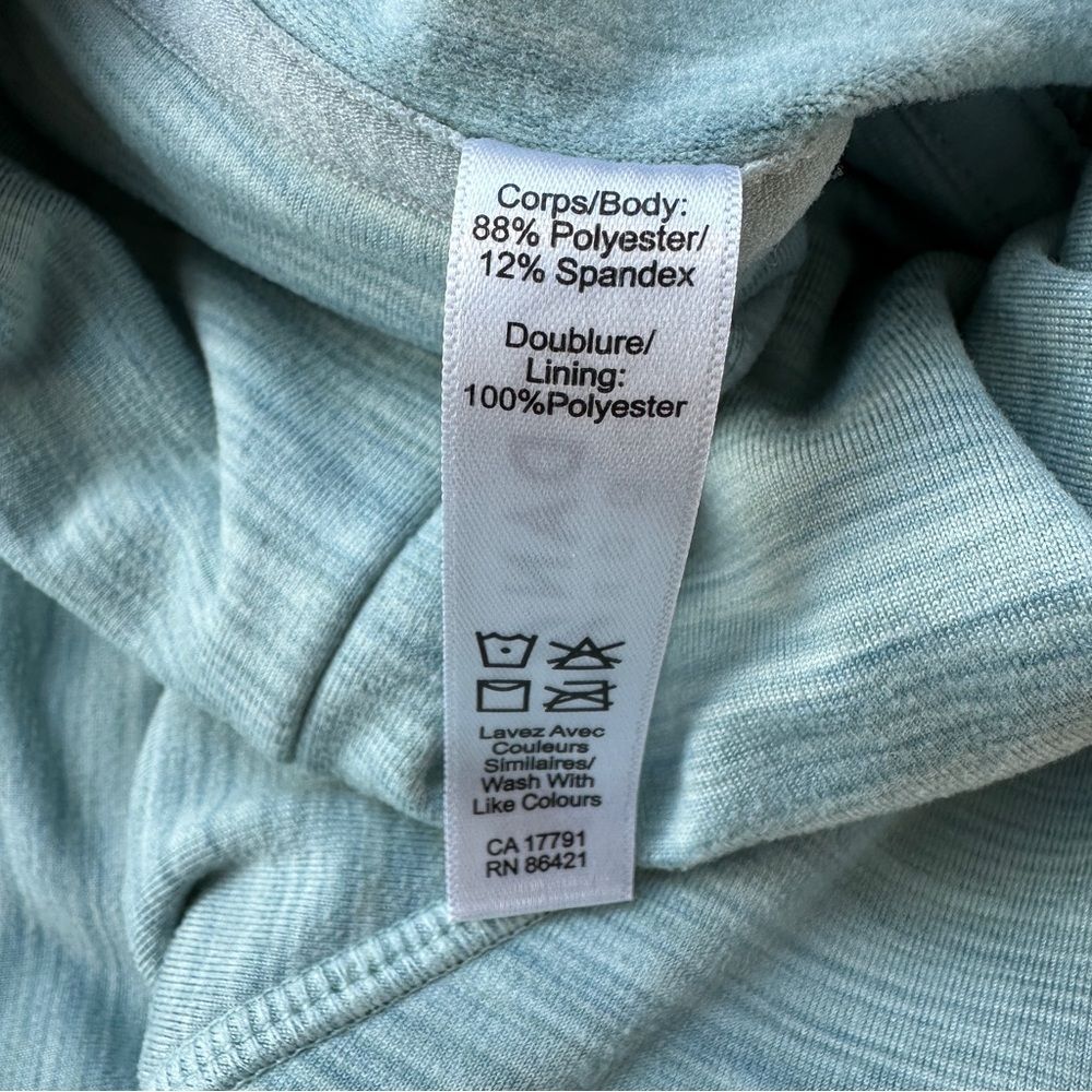 EUC Kyodan Pullover Heather Green Funnel Neck Thumbholes Zip Pockets Small - Picture 8 of 15